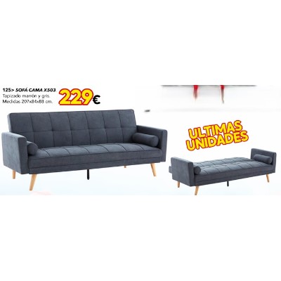SOFA CAMA X503 GRIS 207Cm