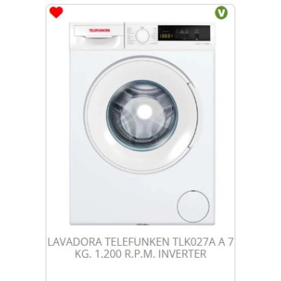 LAVADORA TELEF.7Kg 1200R.P.M.INVERTER 